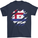 Torn Flag Ajaria Mens T-Shirt 100% Cotton Navy Blue