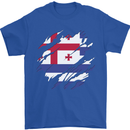 Torn Flag Ajaria Mens T-Shirt 100% Cotton Royal Blue