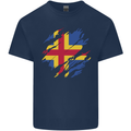 Torn Flag Aland Mens Cotton T-Shirt Tee Top Navy Blue