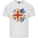 Torn Flag Aland Mens Cotton T-Shirt Tee Top White