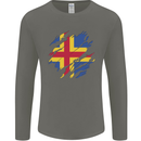 Torn Flag Aland Mens Long Sleeve T-Shirt Charcoal