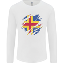 Torn Flag Aland Mens Long Sleeve T-Shirt White