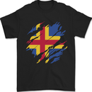 Torn Flag Aland Mens T-Shirt 100% Cotton Black