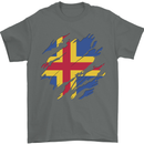 Torn Flag Aland Mens T-Shirt 100% Cotton Charcoal