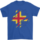 Torn Flag Aland Mens T-Shirt 100% Cotton Royal Blue