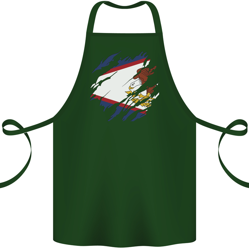 Torn Flag American Samoa Cotton Apron 100% Organic Forest Green