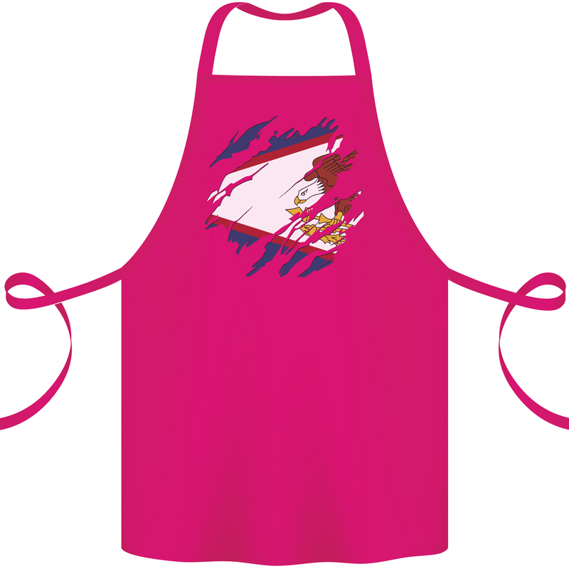 Torn Flag American Samoa Cotton Apron 100% Organic Pink