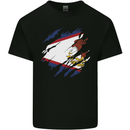 Torn Flag American Samoa Mens Cotton T-Shirt Tee Top Black