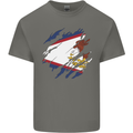Torn Flag American Samoa Mens Cotton T-Shirt Tee Top Charcoal