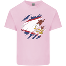 Torn Flag American Samoa Mens Cotton T-Shirt Tee Top Light Pink