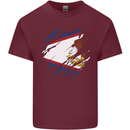 Torn Flag American Samoa Mens Cotton T-Shirt Tee Top Maroon
