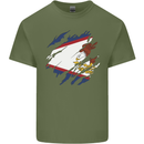 Torn Flag American Samoa Mens Cotton T-Shirt Tee Top Military Green