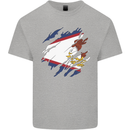 Torn Flag American Samoa Mens Cotton T-Shirt Tee Top Sports Grey
