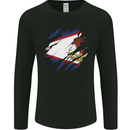 Torn Flag American Samoa Mens Long Sleeve T-Shirt Black