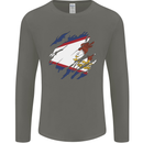 Torn Flag American Samoa Mens Long Sleeve T-Shirt Charcoal