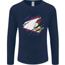 Torn Flag American Samoa Mens Long Sleeve T-Shirt Navy Blue