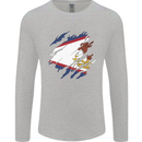 Torn Flag American Samoa Mens Long Sleeve T-Shirt Sports Grey