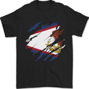 Torn Flag American Samoa Mens T-Shirt 100% Cotton Black
