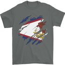 Torn Flag American Samoa Mens T-Shirt 100% Cotton Charcoal