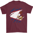 Torn Flag American Samoa Mens T-Shirt 100% Cotton Maroon