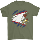 Torn Flag American Samoa Mens T-Shirt 100% Cotton Military Green