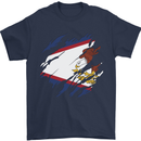 Torn Flag American Samoa Mens T-Shirt 100% Cotton Navy Blue