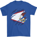 Torn Flag American Samoa Mens T-Shirt 100% Cotton Royal Blue