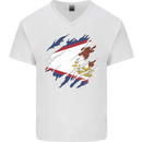 Torn Flag American Samoa Mens V-Neck Cotton T-Shirt White