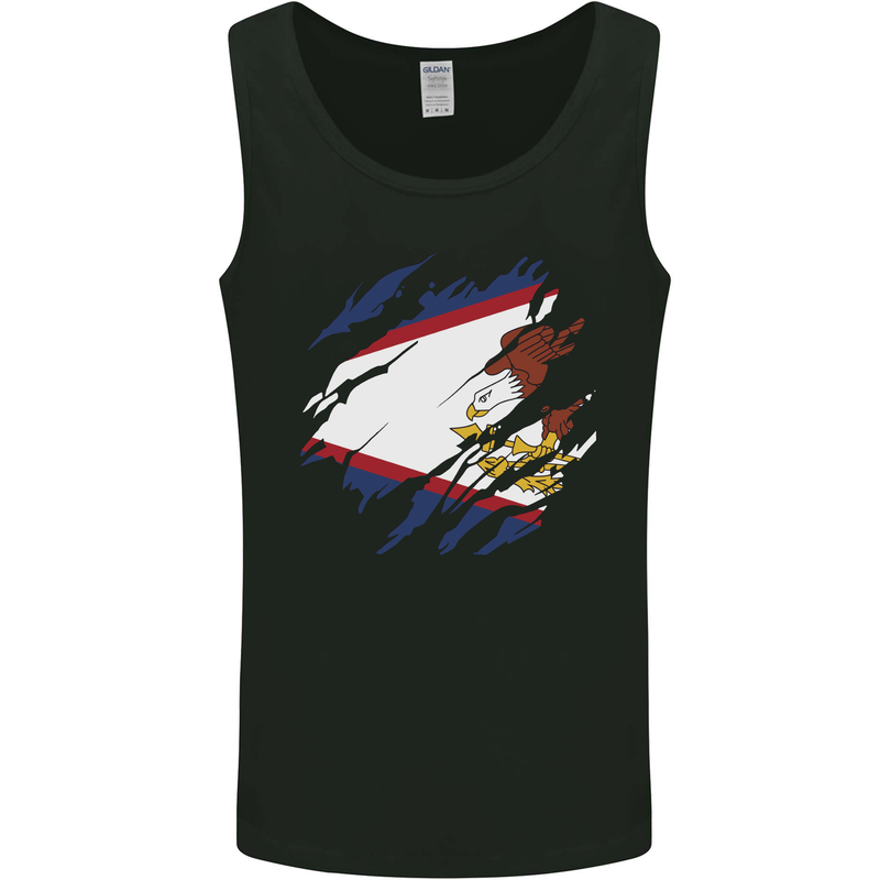 Torn Flag American Samoa Mens Vest Tank Top Black