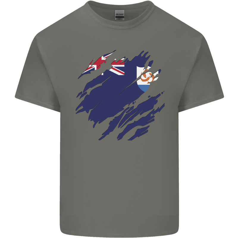 Torn Flag Anguilla Mens Cotton T-Shirt Tee Top Charcoal