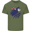 Torn Flag Anguilla Mens Cotton T-Shirt Tee Top Military Green