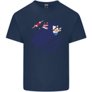 Torn Flag Anguilla Mens Cotton T-Shirt Tee Top Navy Blue