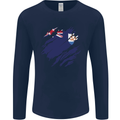 Torn Flag Anguilla Mens Long Sleeve T-Shirt Navy Blue
