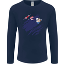 Torn Flag Anguilla Mens Long Sleeve T-Shirt Navy Blue