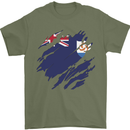 Torn Flag Anguilla Mens T-Shirt 100% Cotton Military Green