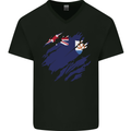 Torn Flag Anguilla Mens V-Neck Cotton T-Shirt Black