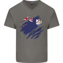 Torn Flag Anguilla Mens V-Neck Cotton T-Shirt Charcoal