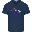 Torn Flag Anguilla Mens V-Neck Cotton T-Shirt Navy Blue