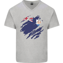 Torn Flag Anguilla Mens V-Neck Cotton T-Shirt Sports Grey