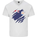 Torn Flag Anguilla Mens V-Neck Cotton T-Shirt White