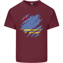 Torn Flag Aruba Mens Cotton T-Shirt Tee Top Maroon
