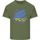 Torn Flag Aruba Mens Cotton T-Shirt Tee Top Military Green