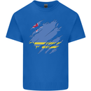 Torn Flag Aruba Mens Cotton T-Shirt Tee Top Royal Blue