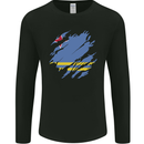 Torn Flag Aruba Mens Long Sleeve T-Shirt Black
