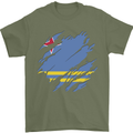 Torn Flag Aruba Mens T-Shirt 100% Cotton Military Green