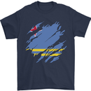 Torn Flag Aruba Mens T-Shirt 100% Cotton Navy Blue