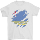 Torn Flag Aruba Mens T-Shirt 100% Cotton White