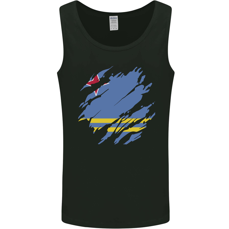 Torn Flag Aruba Mens Vest Tank Top Black