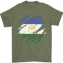 Torn Flag Bashkortostan Mens T-Shirt 100% Cotton Military Green