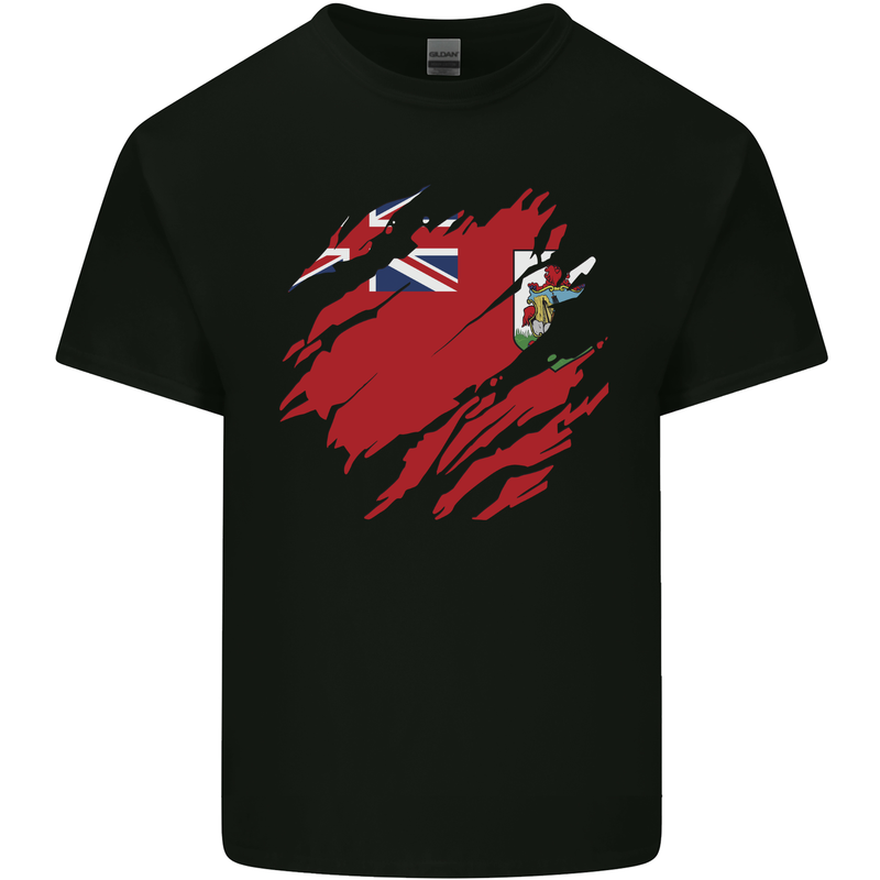Torn Flag Bermuda Mens Cotton T-Shirt Tee Top Black
